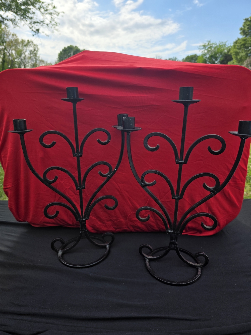 Pair of Vintage Wrought Iron Candelabras